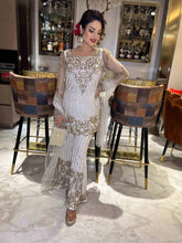 White Embroidered Heavy Sharara Suit
